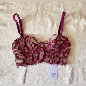 NWT Studio Pia Naga Mulberry Longline Bra Balconette Bustier size 2